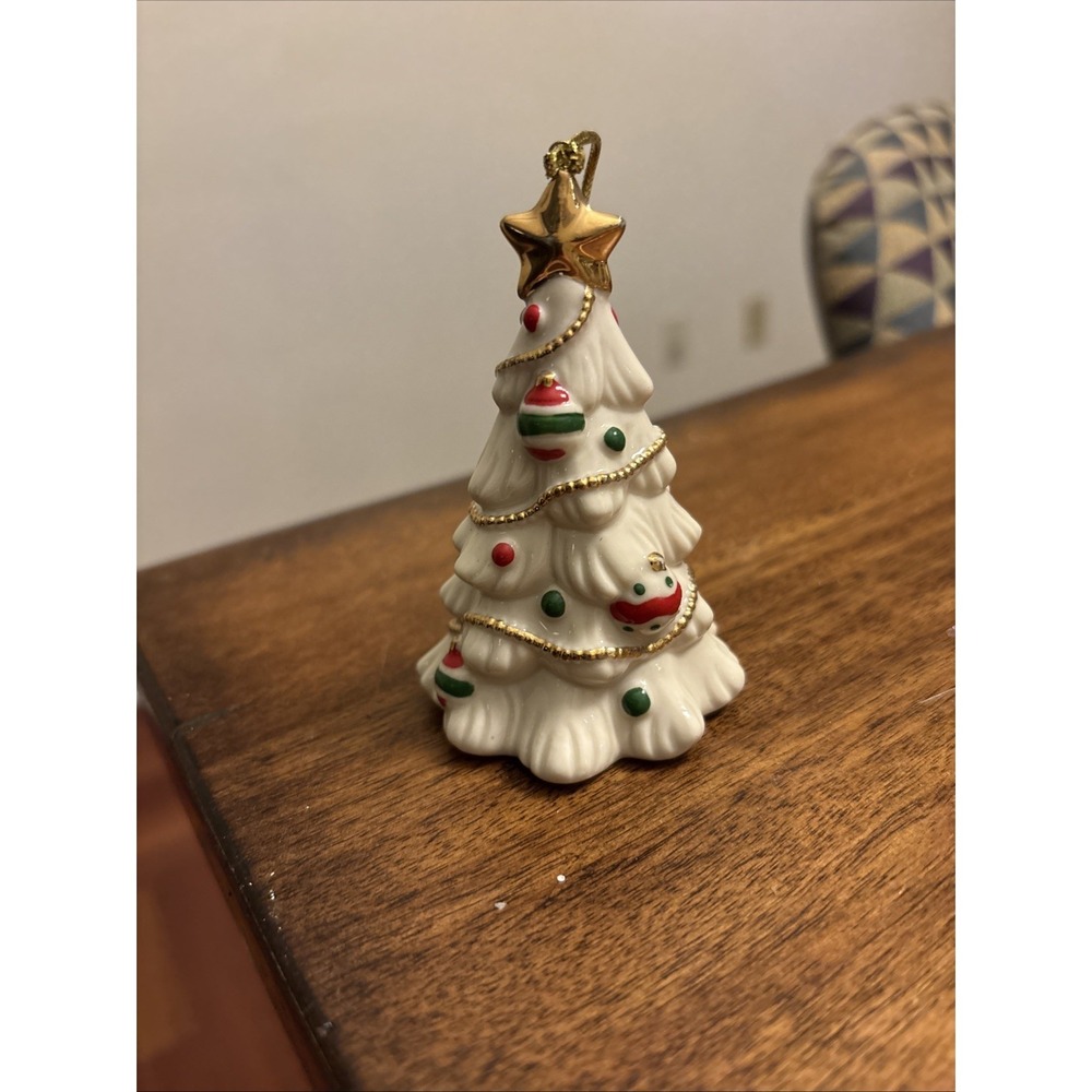 LENOX Very Merry Porcelain Christmas Ornament CHRISTMAS TREE White Gold Accents
